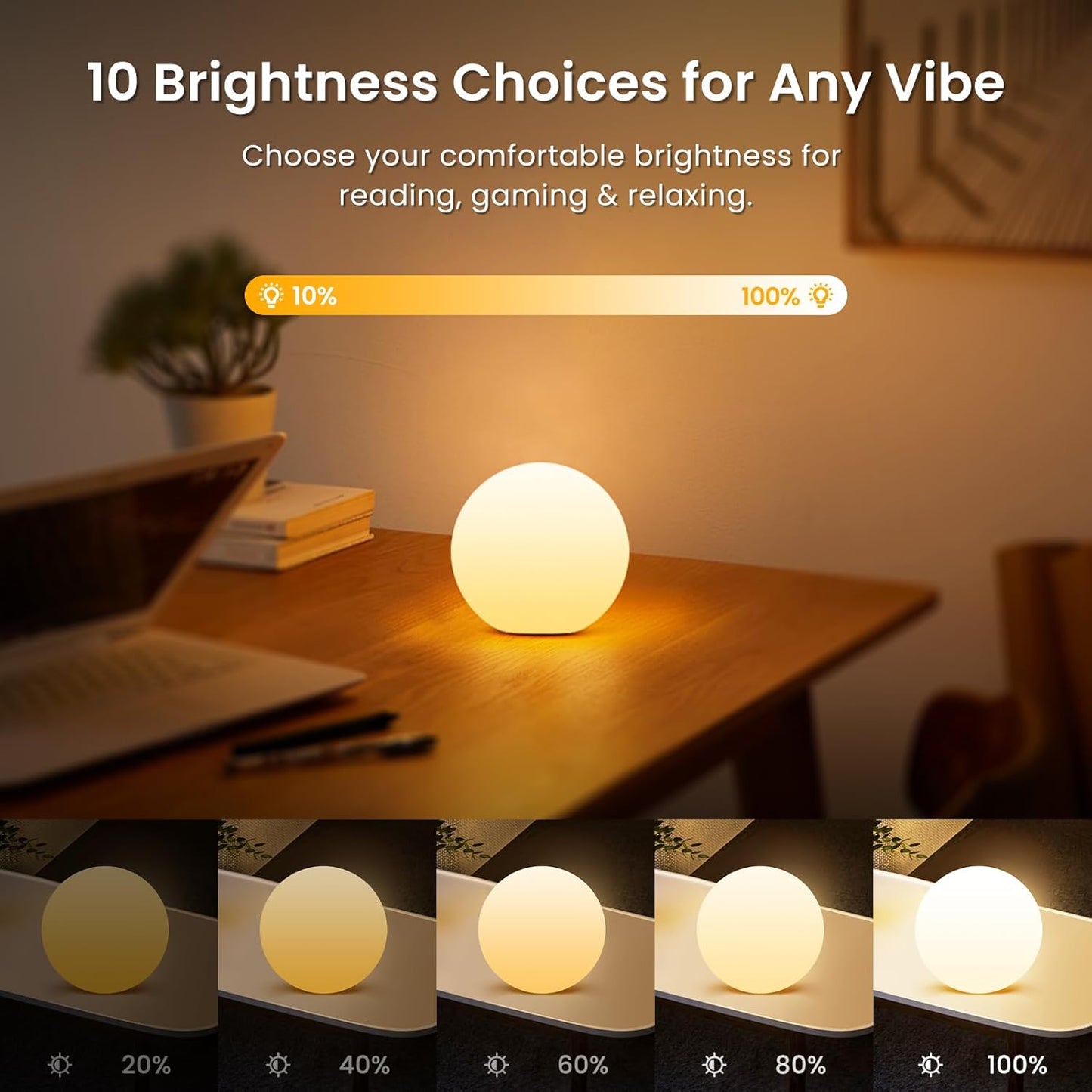 LOFTEK LED Ball Light, Multi-Color Rechargeable Night Lights, 3-inch RGB Ball Mood Lighting, Waterproof Ambient Lighting Lamp for Home Bedroom Patio Pool Decorative Lighting, 4 Pack