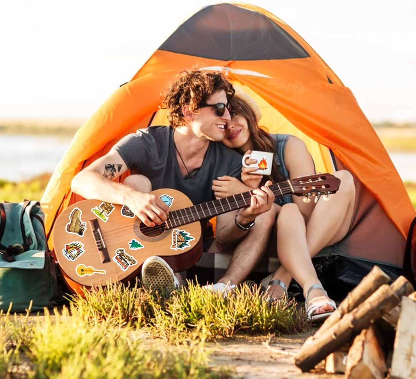 Cool Camping Adhesive Stickers 670 Counts Adventure Hiking Stickers for Adults Birthday Invitations Decorations Party Goodie Gifts Bags Decor School Game Class Rewards Water Bottle Sticker