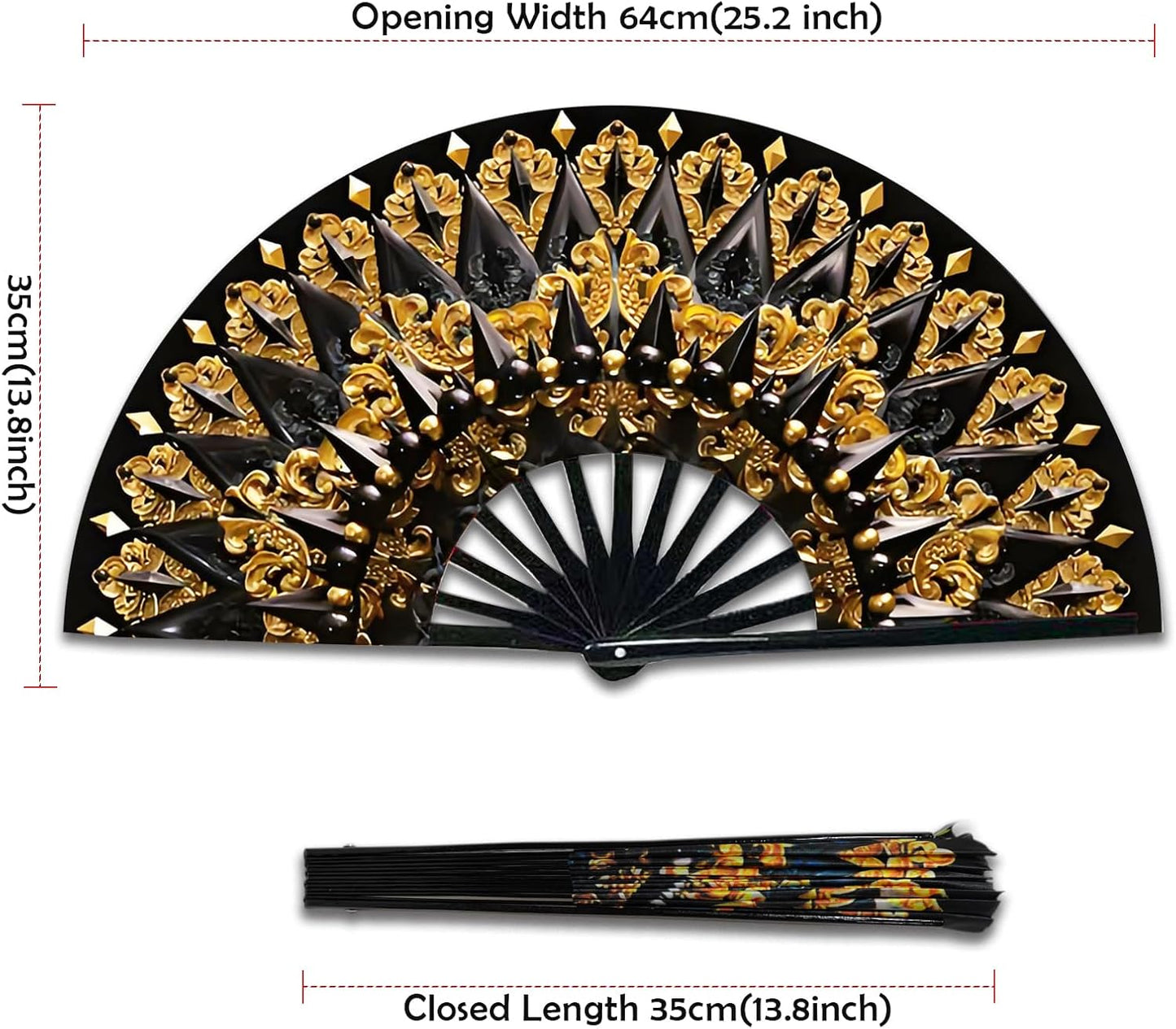 Boots on The Ground Fan, Large Folding Hand Fan for Women and Men, Popping Fans for Line Dancing for Raves, EDM, Dance Party, and Home Decoration