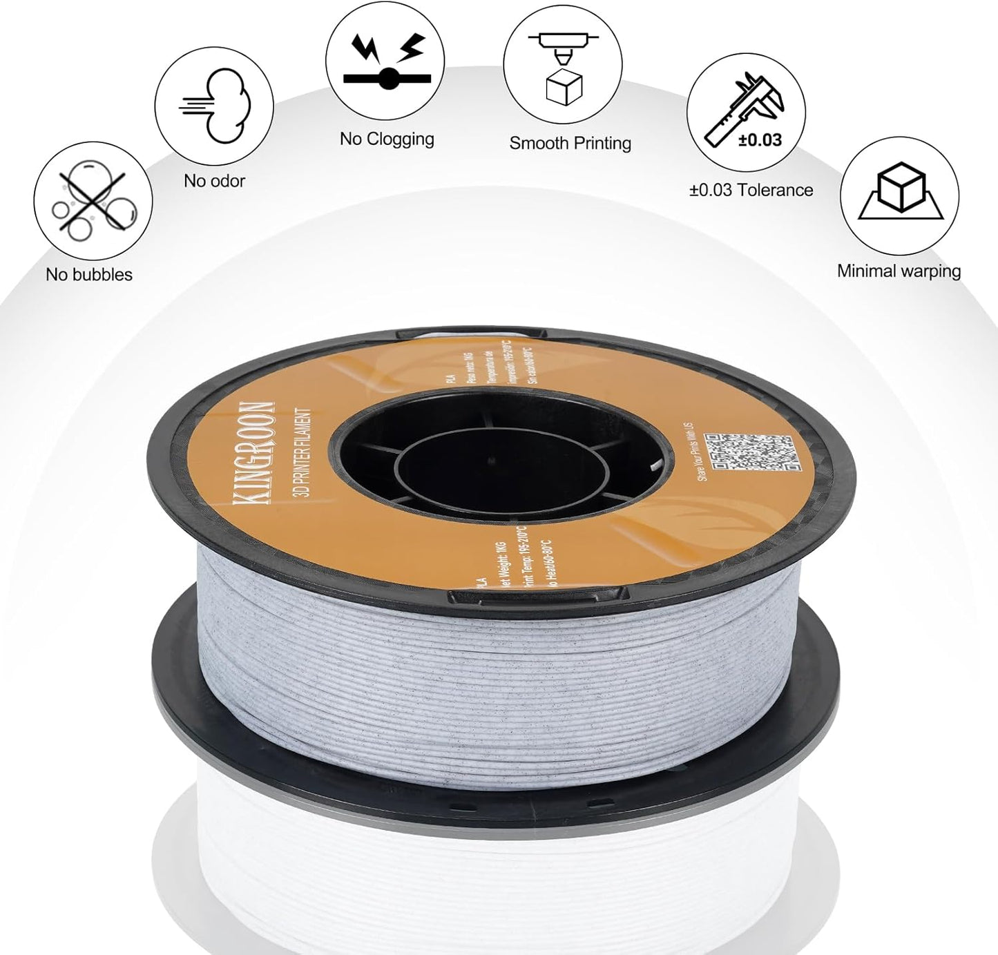 Kingroon Marble PLA Filament, 1.75mm 3D Printing Filament 1 kg(2.2lbs), Dimensional Accuracy Probability +/- 0.02mm, Sparkly Stone Rock 3D Printer Filament