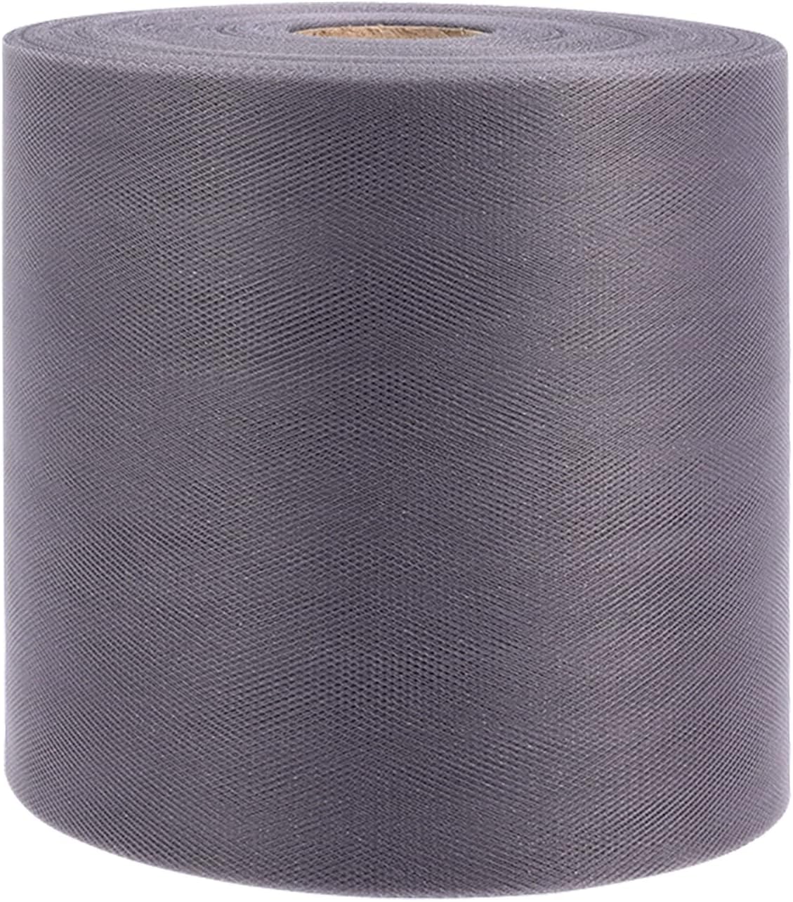 Tulle Fabric Roll, 6” by 200 Yards (600FT) Tulle Organza Fabric Spool for DIY Tutu Skirt Baby Shower Decor Wedding Backdrop Crafts Birthday Party Supplies (Grey)