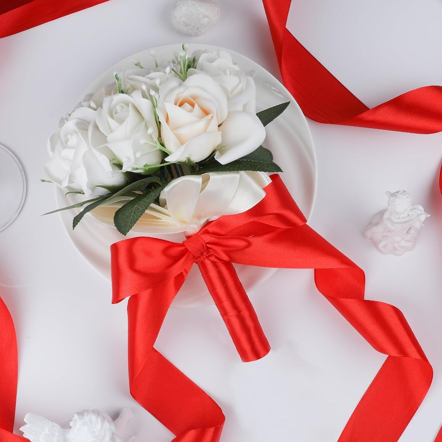 NESCCI 100 Yards Ribbon,1-1/2 Inch Red Satin Ribbon,Single Face Satin Ribbons,Perfect for Gift Wrapping,Wedding Decoration,Handmade Bows, Wrapping Bouquet,Halloween, Christmas