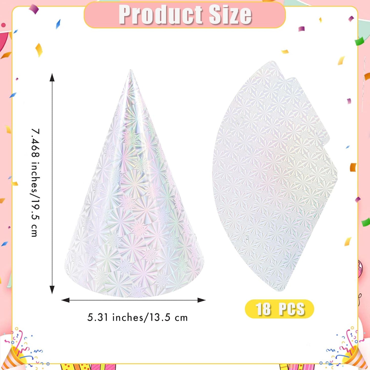 CANREVEL Party Hats for Kids and Adults, Birthday Party Headwear Supplies, Cone Hats Bulk for Girls Boy Women Men