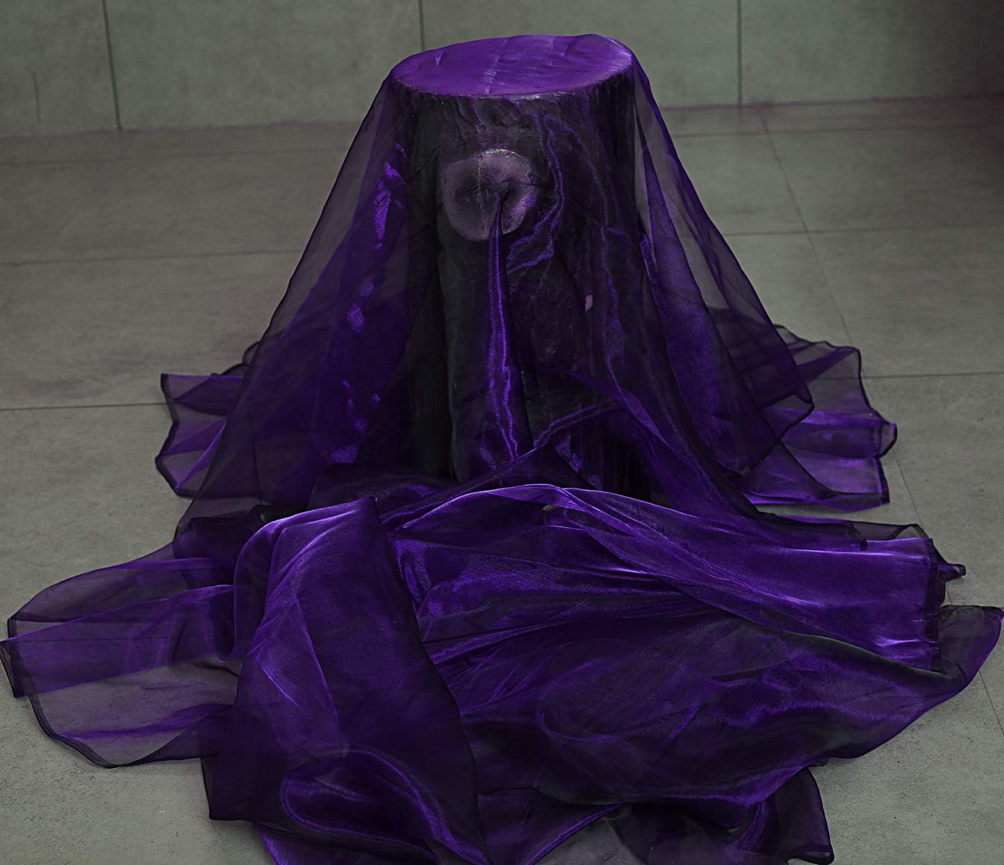 VDS Purple Organza Fabric, 15 Yards Continuous, 45” Wide, Wedding Party Decoration Iridescent Crystal Sheer Shiny Organza Tulle Bridal Dress DIY Crafts Costume Sewing Backdrop Arch Cloth