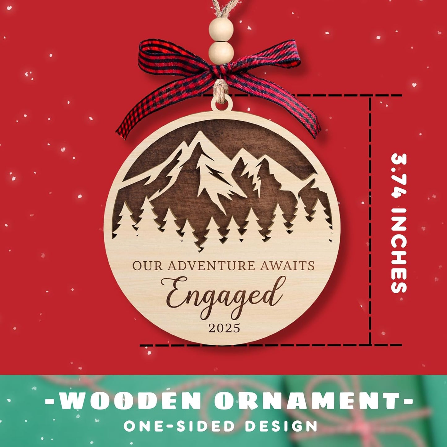 Pawzity Engagement Gifts for Couples - Engagement Gifts for Women, Her, Bride to Be, Couple - Just Engaged Gift for Her, Friends - Engaged Ornament 2025 - Newly Fiance Gift for Her - Wood Ornament