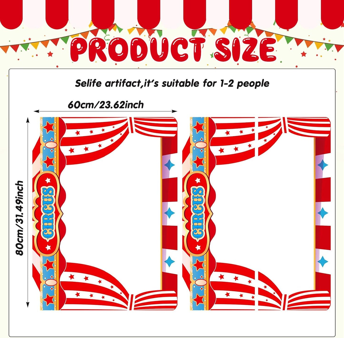 Upgraded 32 x 24 Inch Large Carnival Circus Photo Booth Props Party Decorations Picture Frame Vintage Photo Frame Friends Selfie Props for Christmas Mexico Favors (Carnival Style)