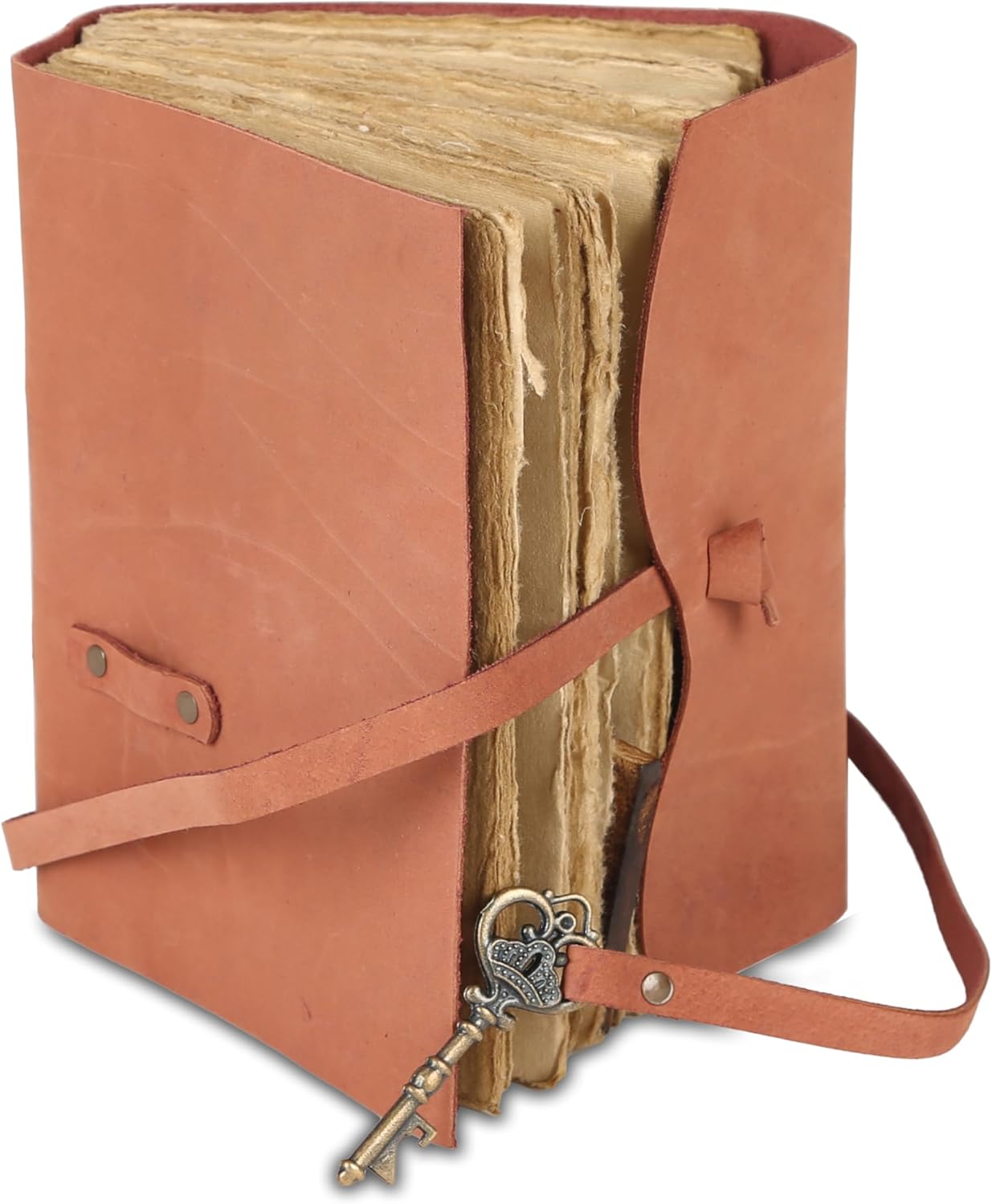 Leather Journal with Lined and Unlined Deckle Edge Paper 8x6 inch and Vintage Key | Handmade Writing Notebook Diary | Bound Daily Notepad for Men & Women Medium, Sketch/Writing pad for Artists