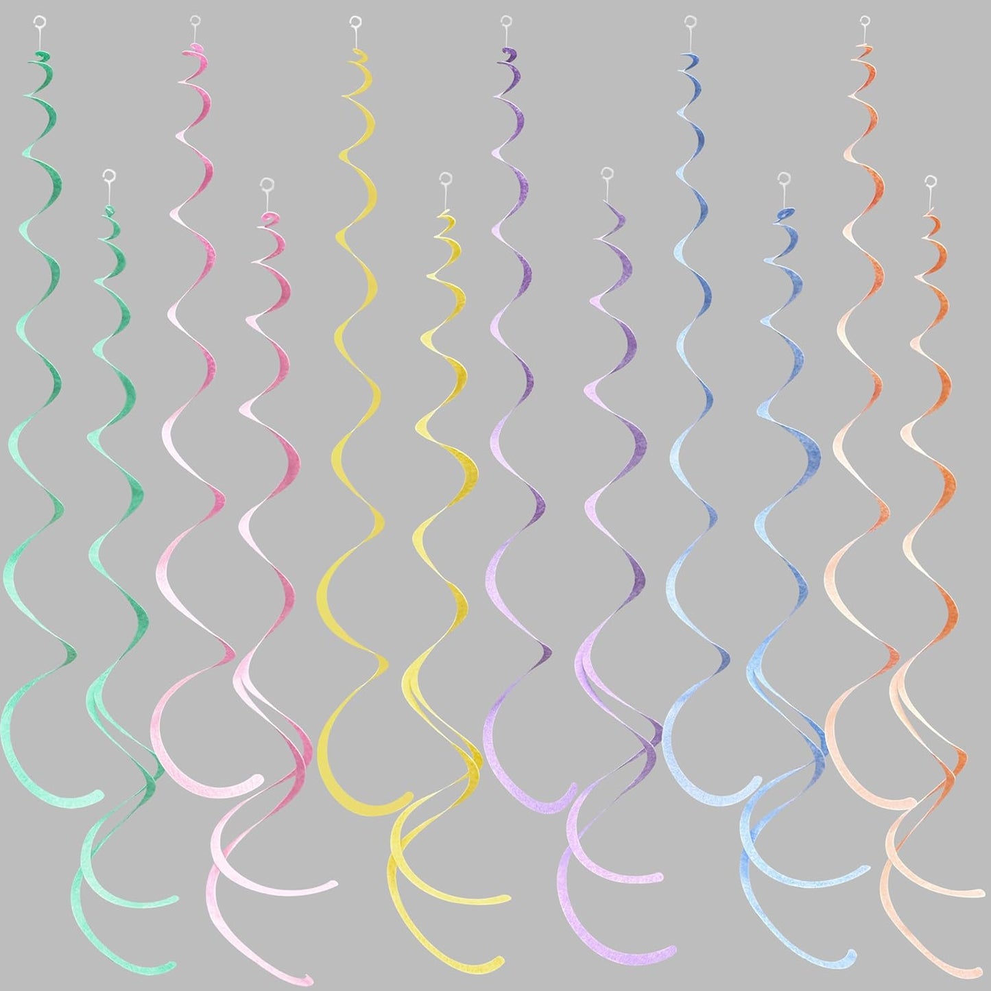 36 Pcs Pastel Hanging Swirl Decorations Pastel Color Felt Swirl Streamer Spiral Ceiling Decorations Garland for Macaron Colorful Birthday Wedding Baby Shower Easter Party Supplies