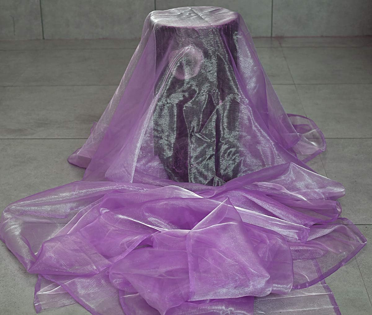 VDS Light Purple Organza Fabric, 100 Yards Continuous, 45” Wide, Wedding Party Decoration Iridescent Crystal Sheer Shiny Organza Tulle Bridal Dress DIY Crafts Costume Sewing Backdrop Arch Cloth