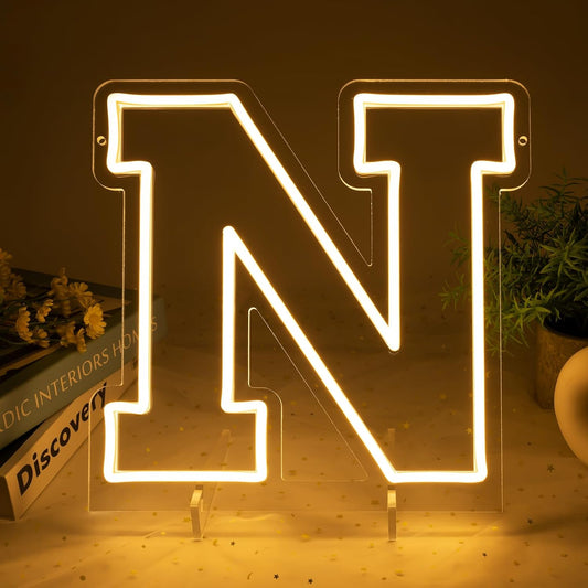 Light Up Letters N, Led Marquee Letter Lights Neon Sign, 13.2" Height Decorative Lighted Alphabet Number, Battery/USB Powered Led Letters Lights for Wedding, Birthday, Party, Christmas or Home Decor