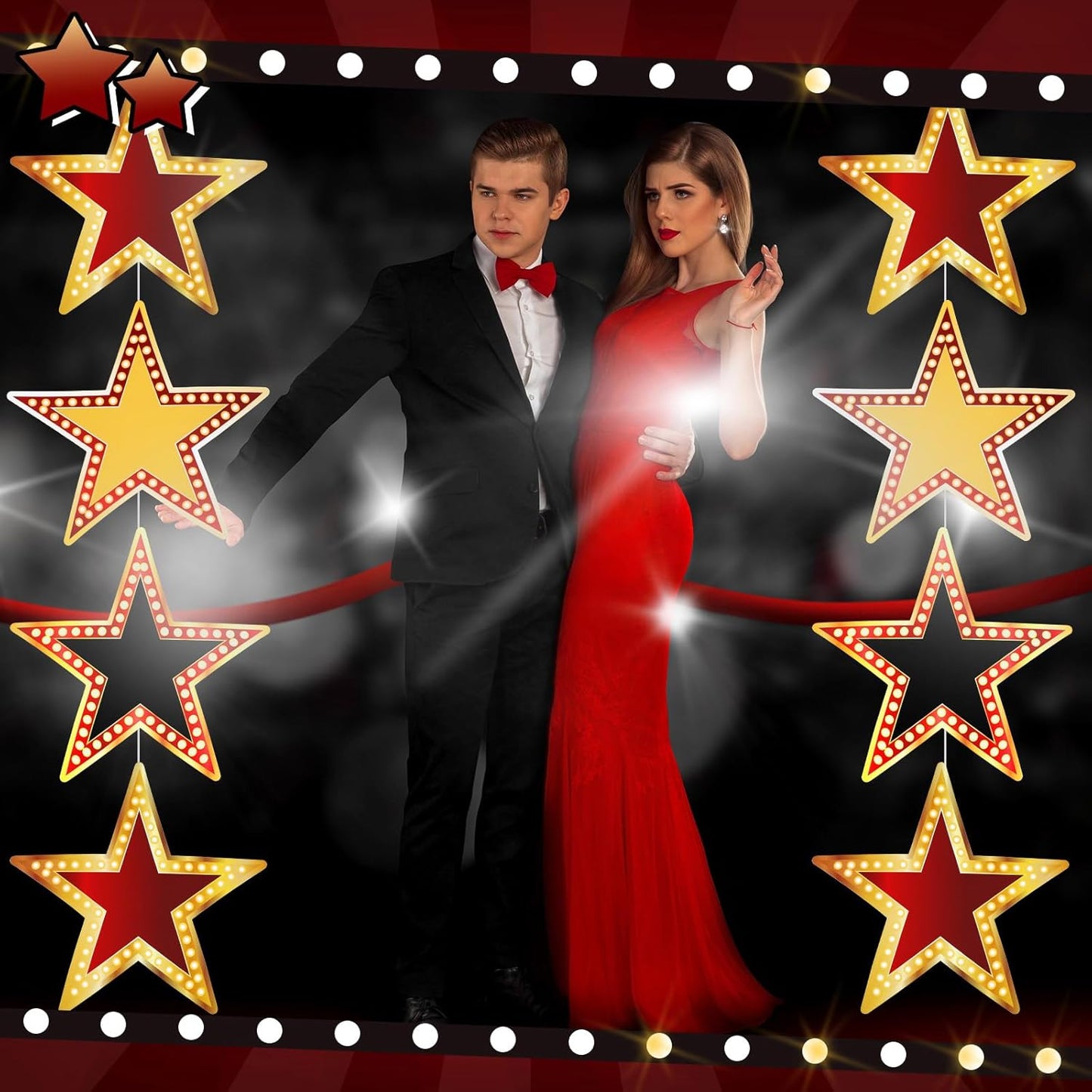 Geosar 48 Pcs Movie Star Cardboard Red Carpet Awards Night Cutouts Confetti Cutouts for Bulletin Board Movie Party Decoration Supply Wall (11 Inch)