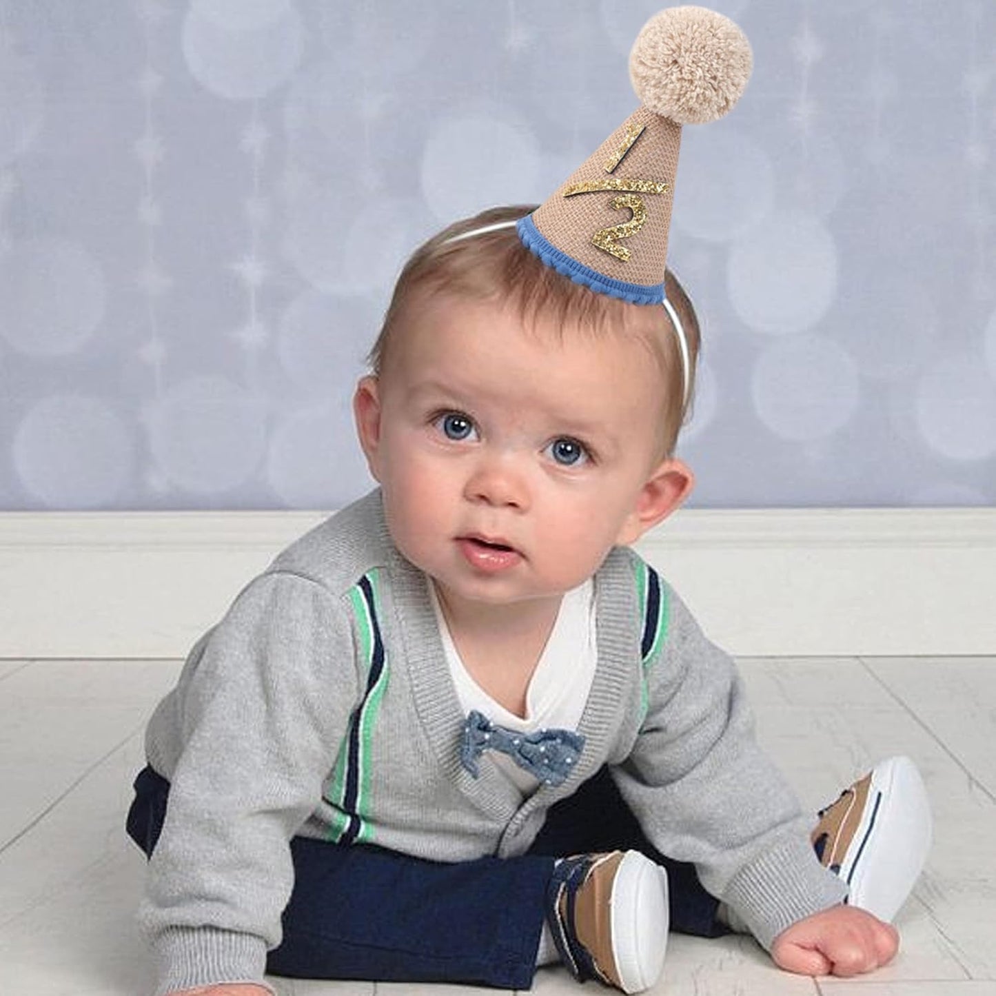 WAOUH Half Birthday Hat - Bow Cake Smash Crown for 6 Month Baby, Mini Photo Prop