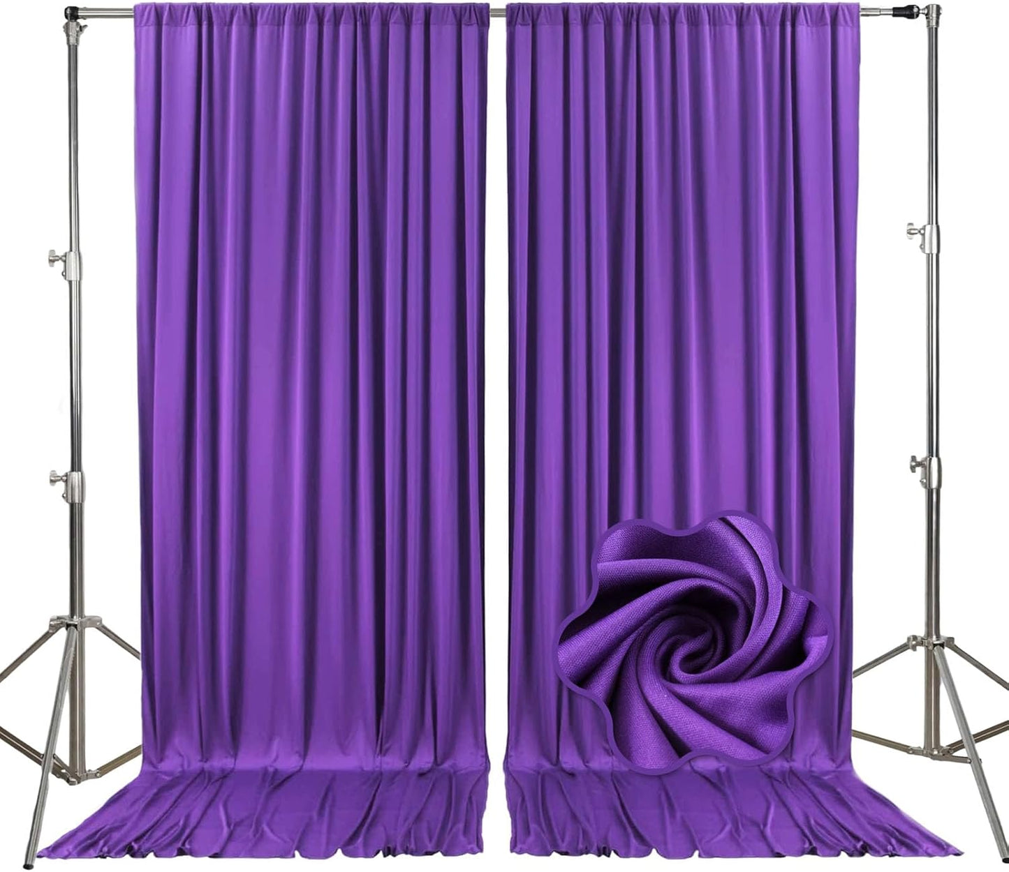 10ft x 10ft Purple Backdrop Curtains for Parties, Fabric Satin Background Curtain with Rod Pockets for Weddings, Birthday, Baby Shower, Photography, Graduation Party Backdrop Drapes, 2 Panels