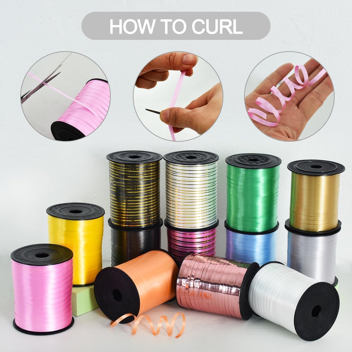 TONIFUL 500 Yards Curling Ribbon-Balloon Ribbon-Balloon String for Art&Craft Decor,Gift Wrapping,Ribbons and Bows for Christmas New Year Birthday Gifts Graduation Supplies (White)