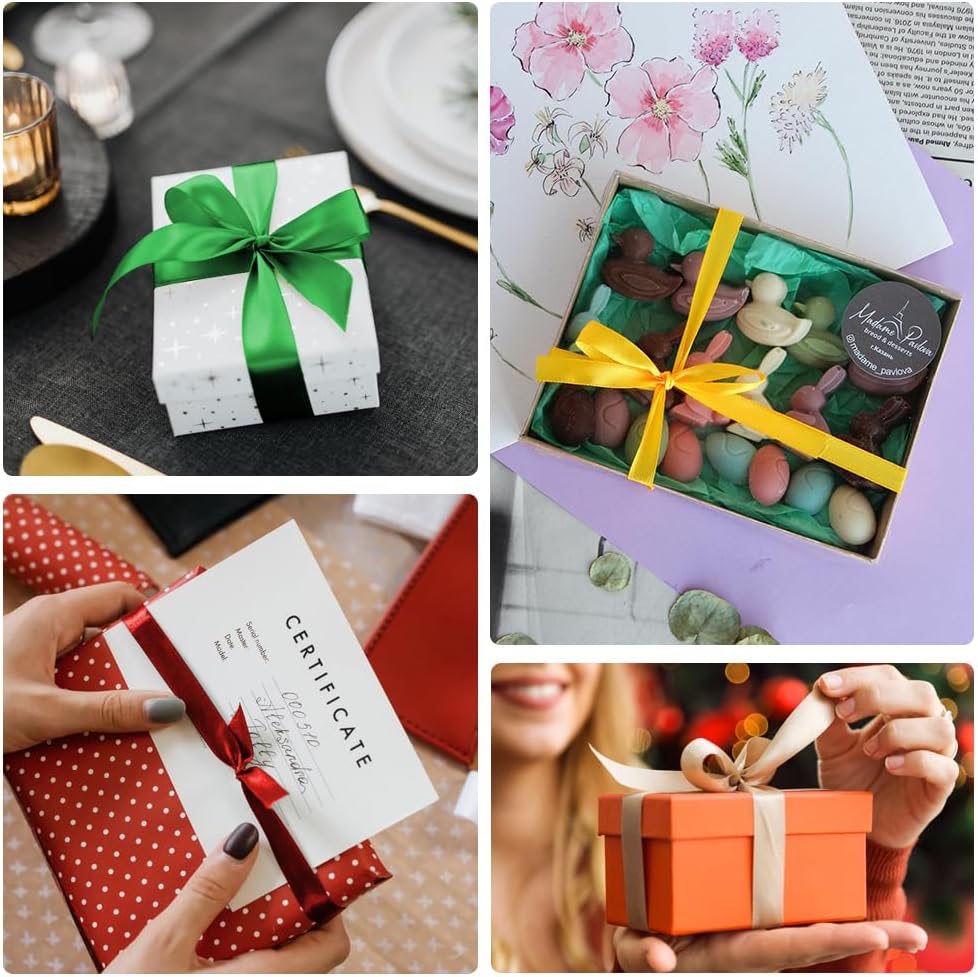 KMER LIFE 1-1/2" Wide x 50 Yards Silvery Single Faced Polyester Satin Ribbon, Silvery Satin Ribbon Perfect for Wedding Decor, Wreath, Crafts, Gift Wrapping & Other Projects (Silvery)