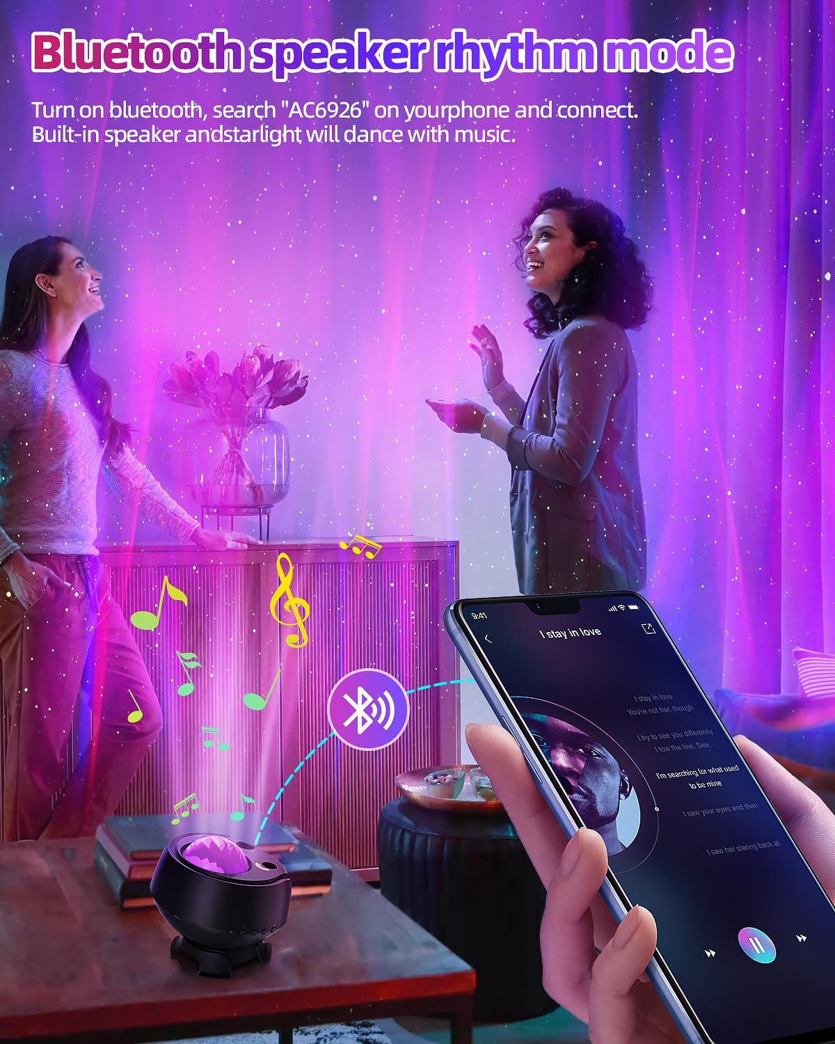 Largest Coverage Area Northern Lights Projector,15 Combinations Galaxy Projector,60 Light Effects Star Projector for Bedroom,Remote Night Light with Bluetooth Speaker,Timer