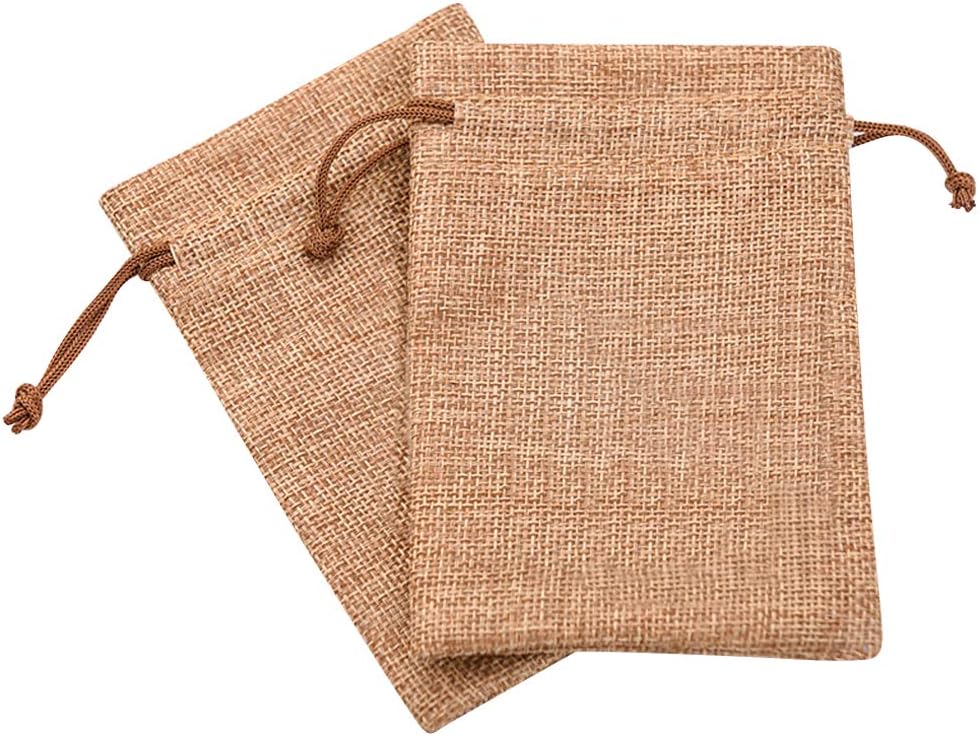 Lucky Monet 25/50/100PCS Burlap Gift Bags Wedding Hessian Jute Bags Linen Jewelry Pouches with Drawstring for Birthday, Party, Wedding Favors, Present, Art and DIY Craft (25Pcs, Coffee, 3” x 4”)