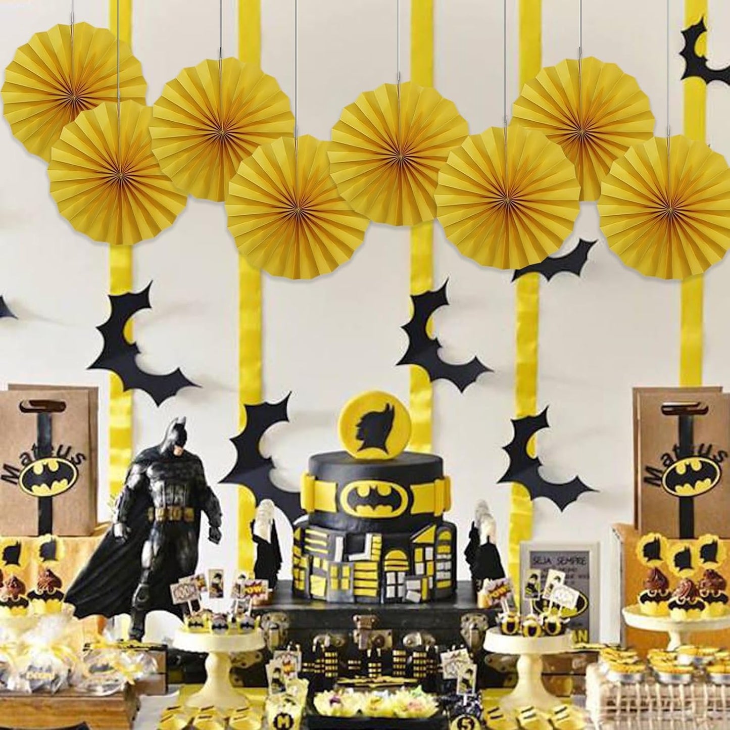 BARTHEW Yellow Birthday Decorations,DIY Yellow Paper Fans Hanging Decoration ,Party Supplies Party Fans 12in, Wedding Graduation Events Accessories 30 Color DIY Set （Yellow）