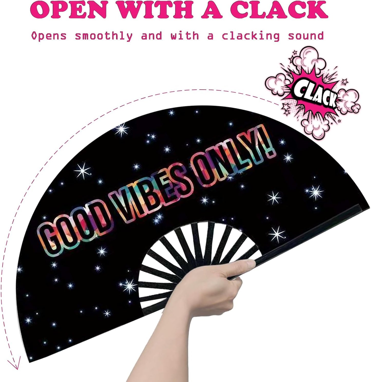 Boots on The Ground Fan, Large Folding Hand Fan for Women and Men, Popping Fans for Line Dancing for Raves, EDM, Dance Party, and Home Decoration