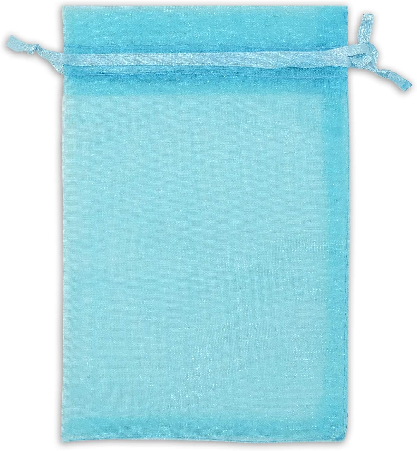 TheDisplayGuys 48-Pack 3x4 Turquoise Blue Sheer Organza Gift Bags with Drawstring, Jewelry Candy Treat Wedding Party Favors Mesh Pouch