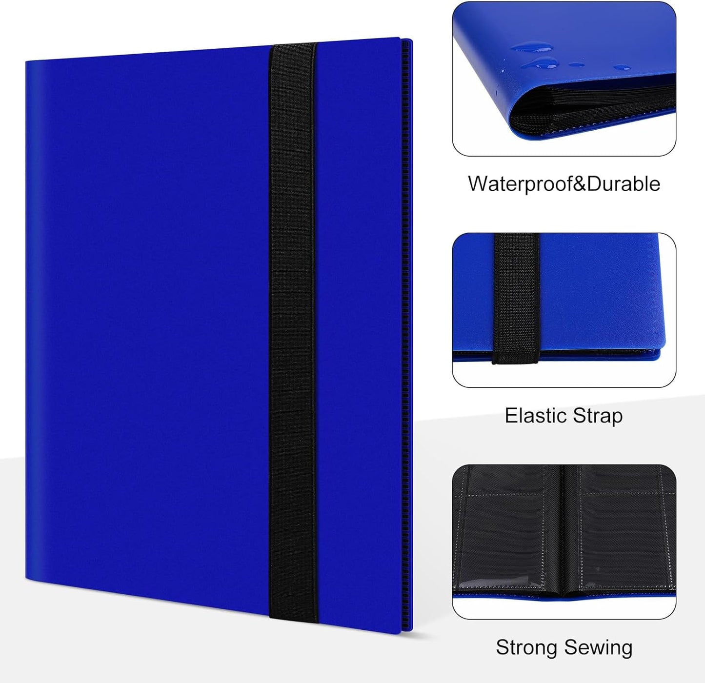 4 Pocket Card Binder for Trading Card, 160 PockeCard Folder Ablum for Cards Collection for Sports Cards, Baseball Cards, Game Cards, Mini TCG Binder Fit for MTG, Gift for Card Collector (Navy blue)