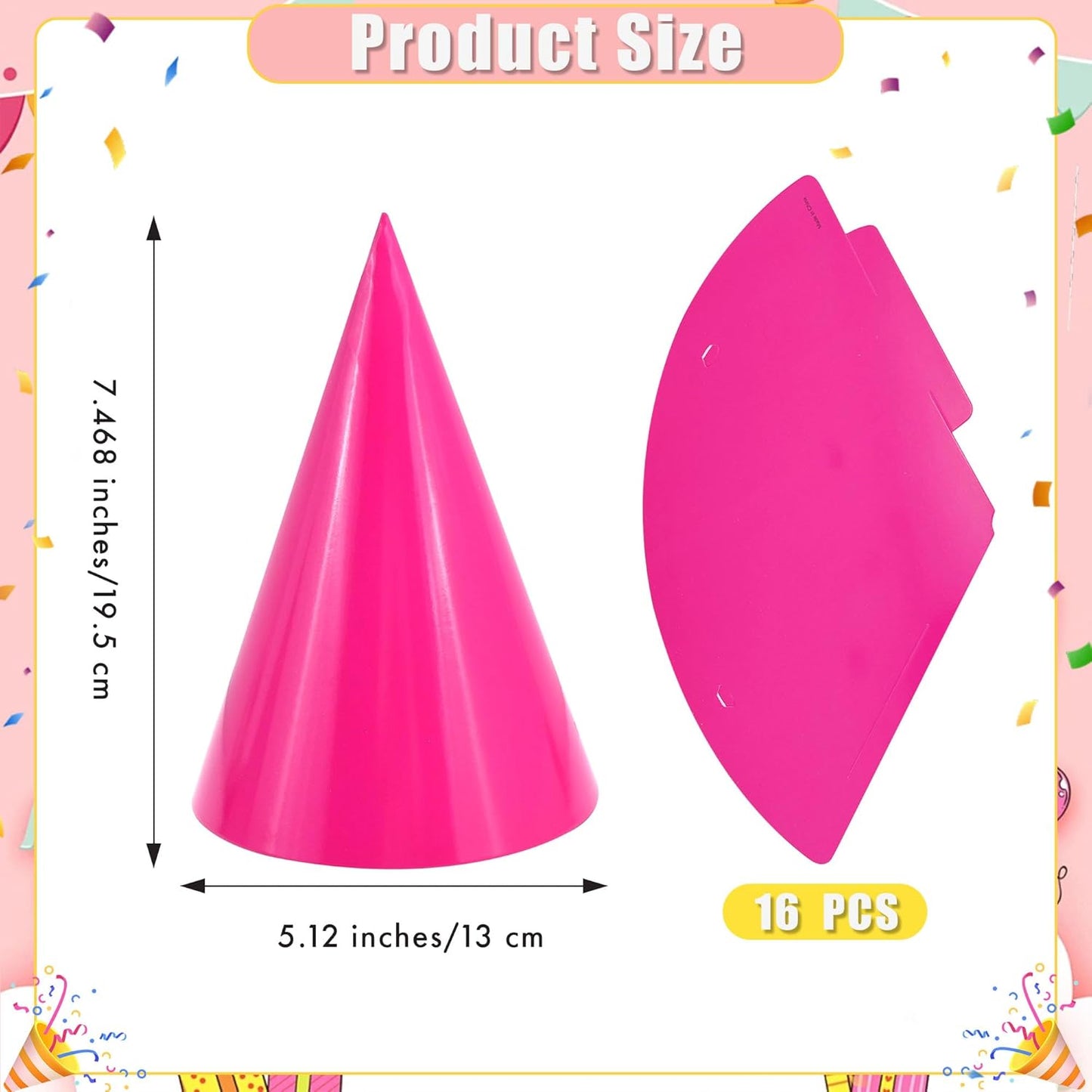 CANREVEL Party Hats for Kids and Adults, Birthday Party Headwear Supplies, Cone Hats Bulk for Girls Boy Women Men