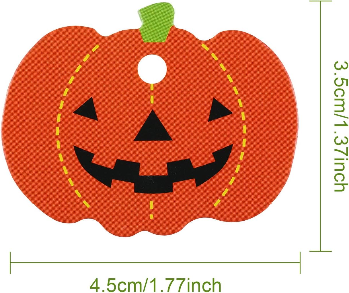 100 Pieces Halloween Pumpkin Gift Tags Paper Hanging Pumpkin Tags Pendants Christmas DIY Party Decorations with Pre Cut Holes, 1.8 x 1.4 Inches