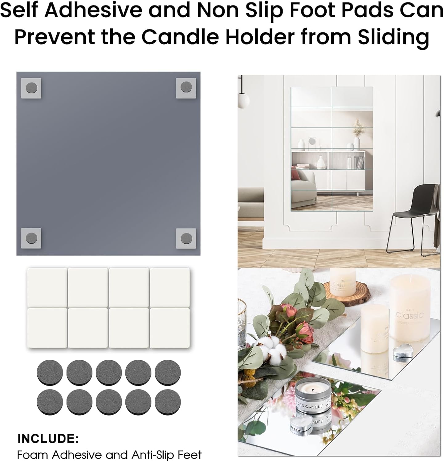 JAMBALAY 8" Square Mirror Centerpieces for Tables, Glass Mirror Plates for Table Centerpieces, Mirror Tray for Wedding & Party Decorations, 2mm Set of 12 Mirror Table Centerpieces for Tables