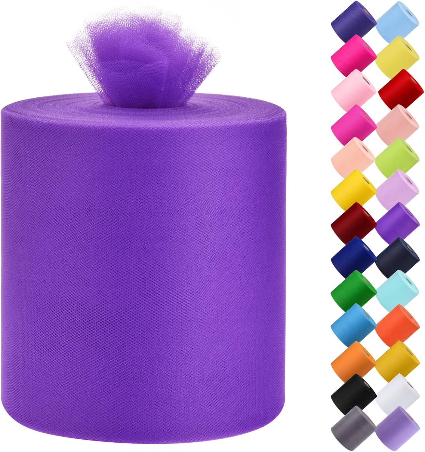 Tulle Fabric Roll, 6” by 200 Yards (600FT) Tulle Organza Fabric Spool for DIY Tutu Skirt Baby Shower Decor Wedding Backdrop Crafts Birthday Party Supplies(Dark Purple)