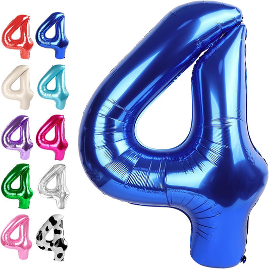 40 Inch Navy Blue Large Number 4 Birthday Balloon, Giant Number Four 14 24 34 40 44 Balloons, Foil Mylar Big Balloons for Anniversary Graduation Supplies Decorations