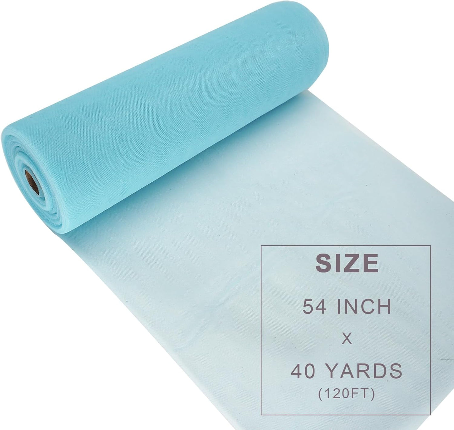 Light Blue Tulle Fabric Roll Spool Bolt (54 Inch by 40 Yards) Large Tulle Wedding Party Decoration, Tutu Skirt, Table Runner, Gift Wrapping, Bridal Shower, Soft & Drape (Baby Blue)