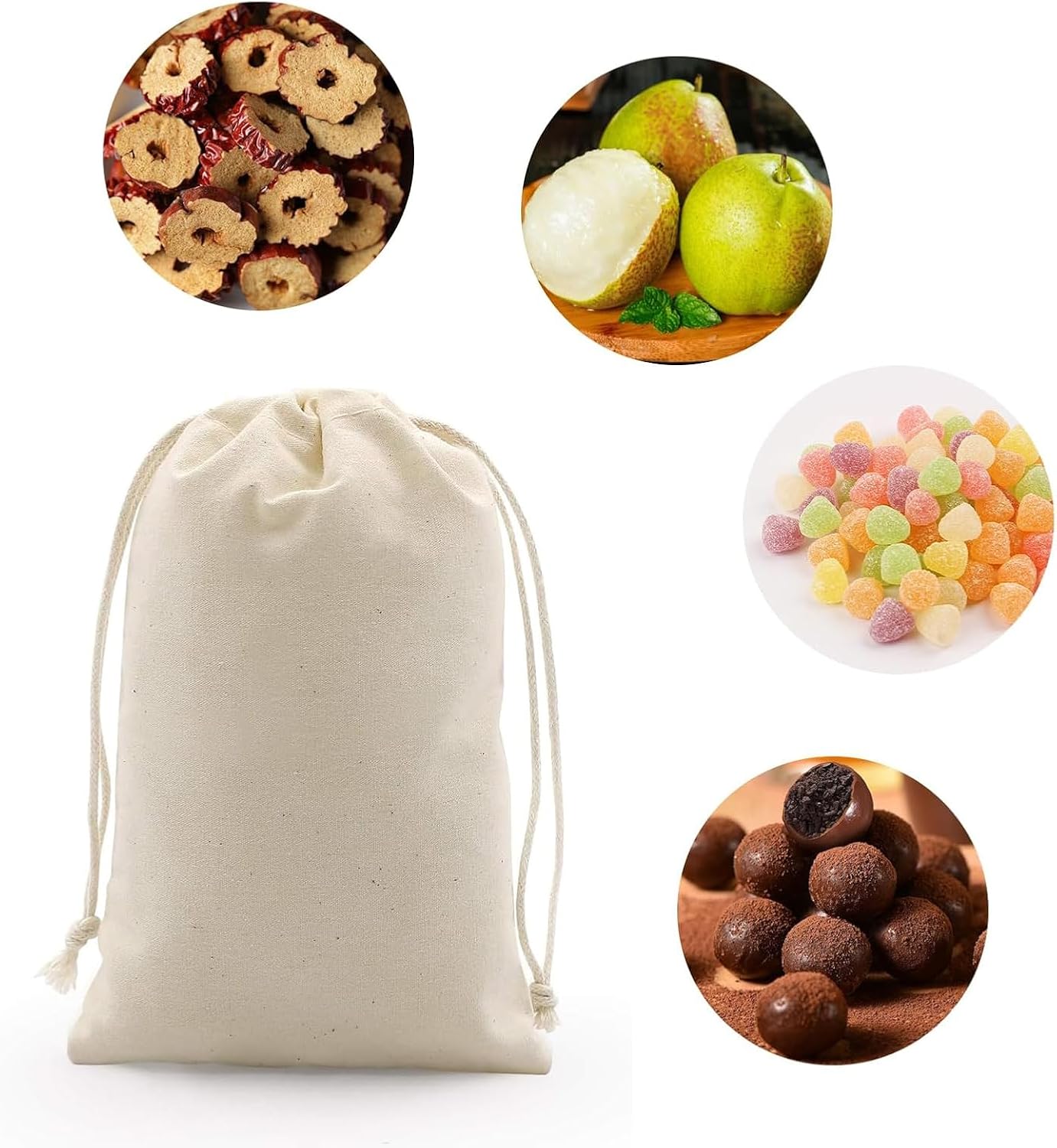 gobyhumm 20 Pieces Pure Cotton Drawstring Bags Muslin Bags Sachet Bag for Home Supplies （2.8 * 3.5"）