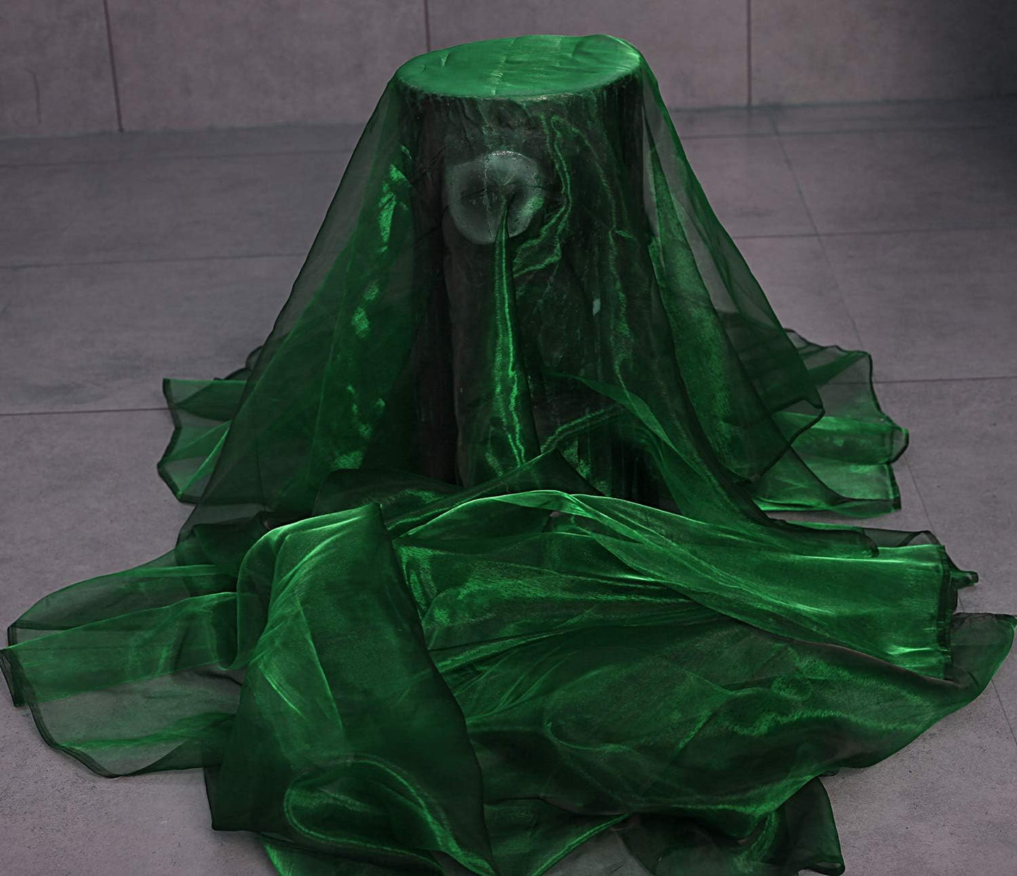 VDS Hunter Green Organza Fabric, 40 Yards Continuous, 45” Wide, Wedding Party Decoration Iridescent Crystal Sheer Shiny Organza Tulle Bridal Dress DIY Crafts Costume Sewing Backdrop Arch Cloth