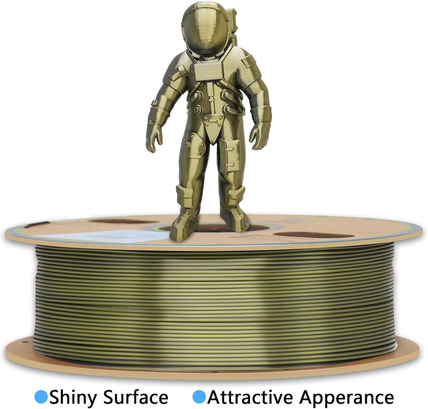 YOUSU Silk Dual Color PLA Filament, Coextrusion Filament, Multicolor 3D Printer Filament 1kg, Dichromatic Filament 1.75mm (± 0.03 mm) Compatible with Most of 3D Printer, Silk Silver Bronze