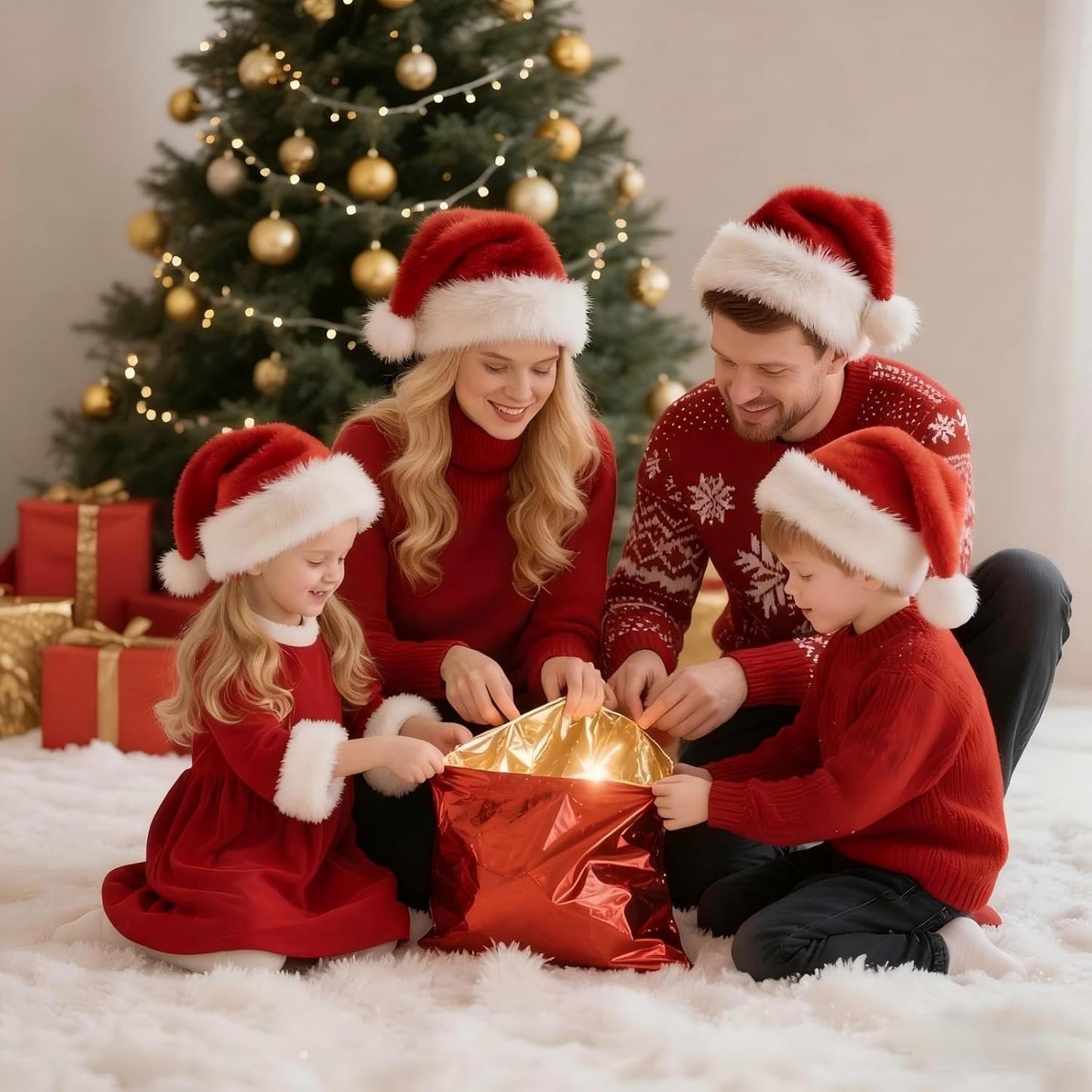 Christmas Hats, Santa Hat for Kids/Baby Unisex Warm Comfort Red Velvet Holiday Xmas Hat for New Year Festive Party Decoration