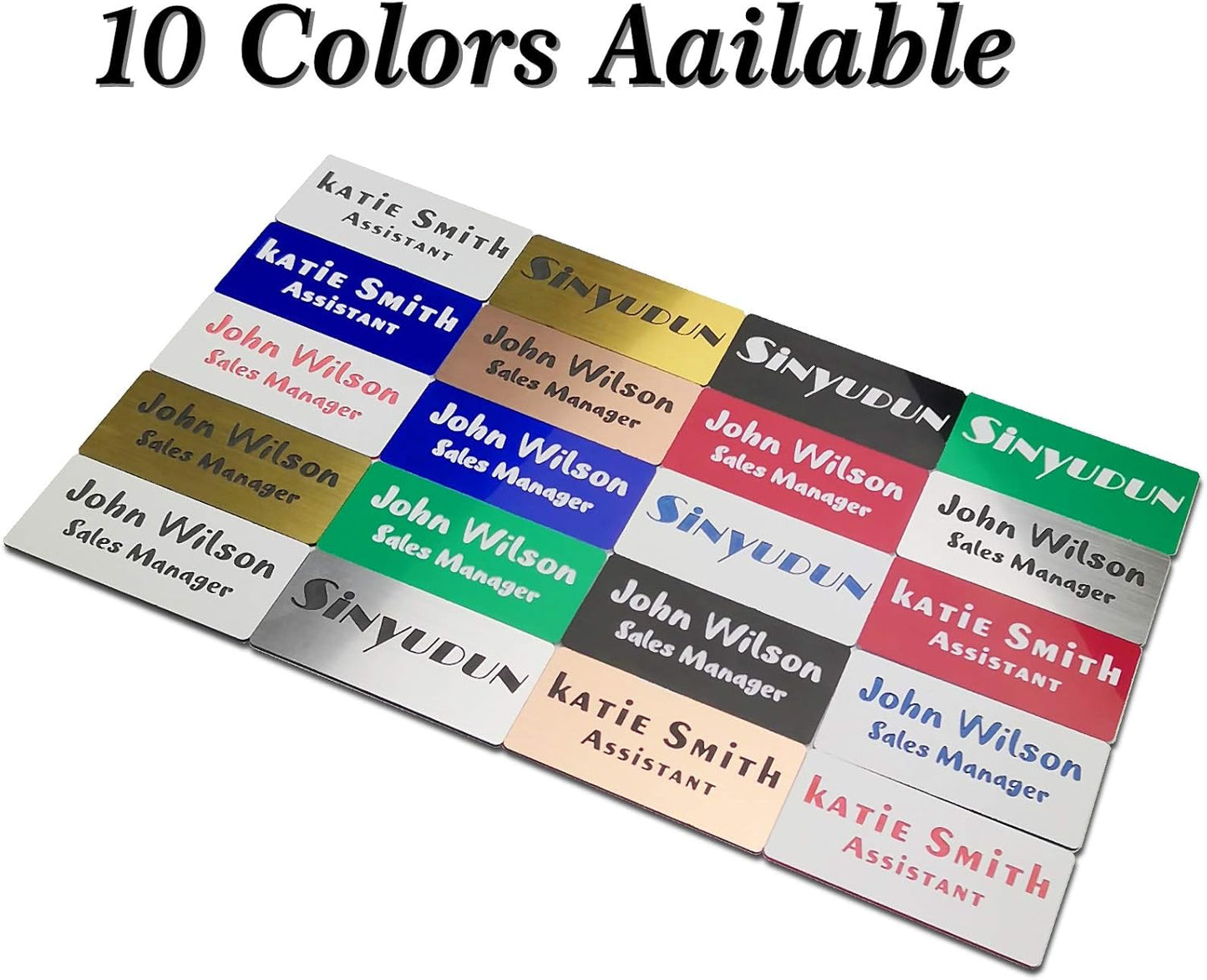 Custom Engraved Name Tag Badges for Business, Personalized Identification with Pin, Magnetic, Adhesive, or Blank Backing, 1"x3"-Green/White Text