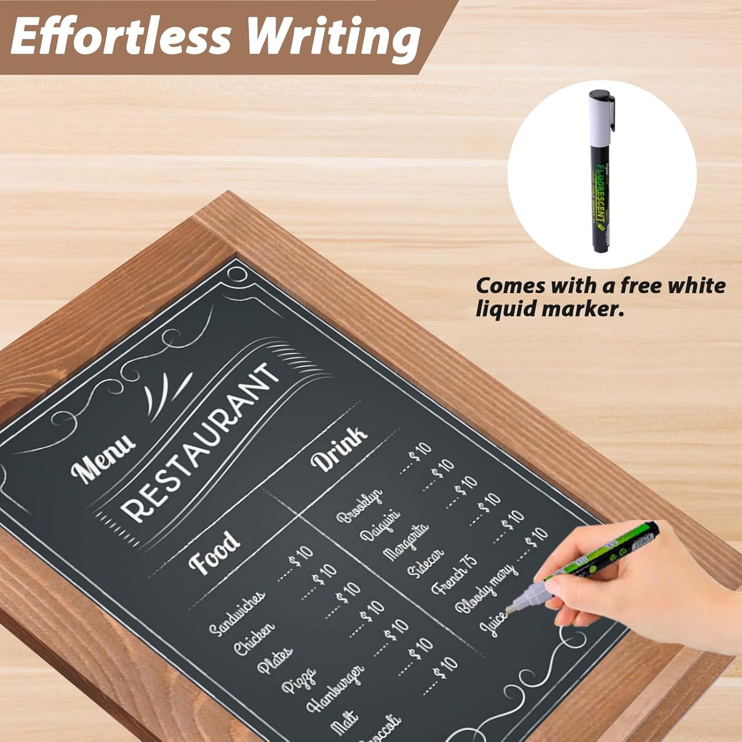 Magnetic Chalkboard 10"x14" Small Chalkboard Signs with Stand, Tabletop or Wall-Hanging Menu Board, Rustic Wood Frame Chalk Board Sign Board for Countertop Display/Home Décor/Wedding