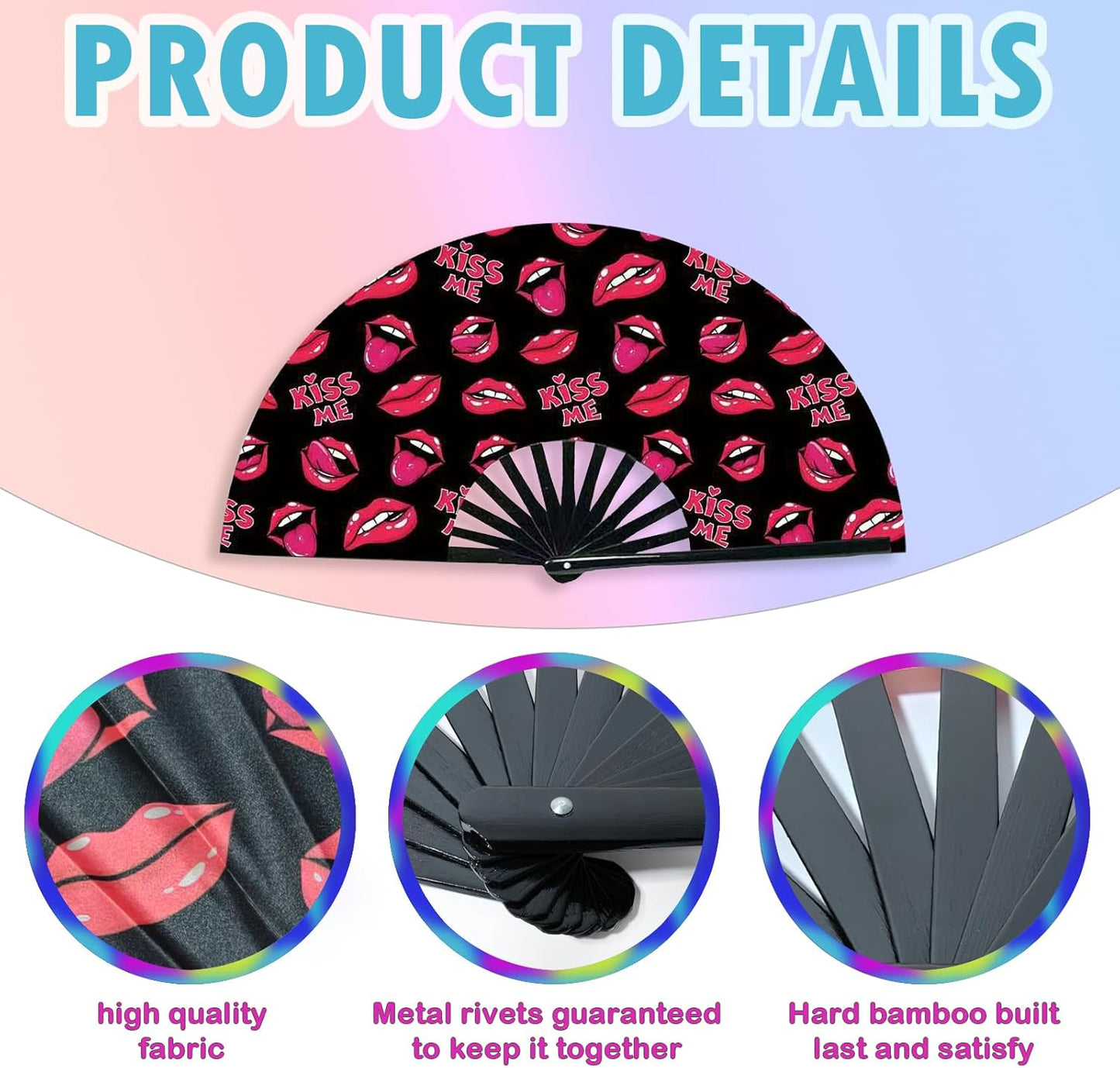 Boots on The Ground Fan, Large Folding Hand Fan for Women and Men, Popping Fans for Line Dancing for Raves, EDM, Dance Party, and Home Decoration