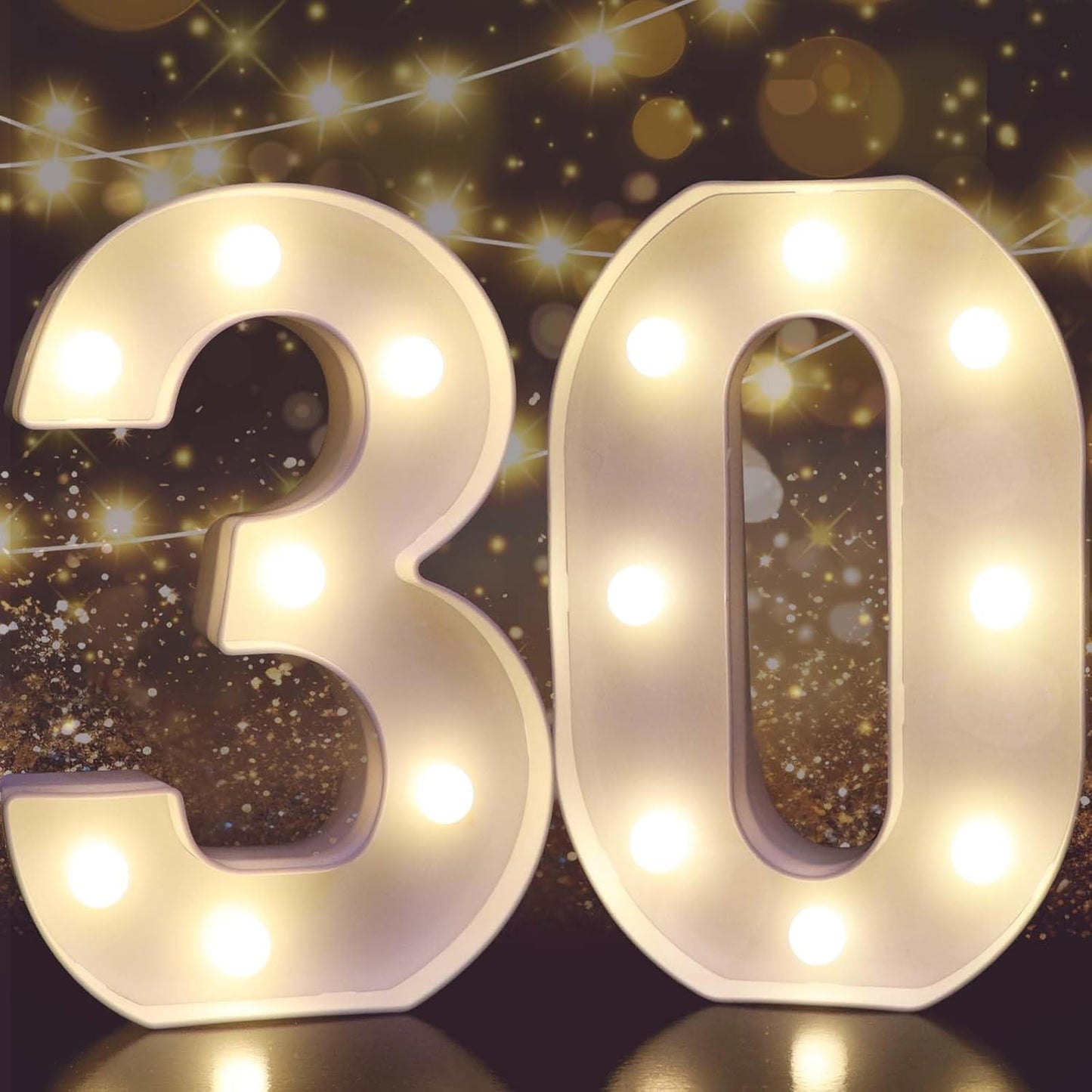 Pooqla 30th Birthday Decorations for Her Him, Light Up Number 30 for Party Table Decorations, 30th Birthday Gift for Women Men, Backdrop Wall Decor for 30th Wedding Anniversary Decoration