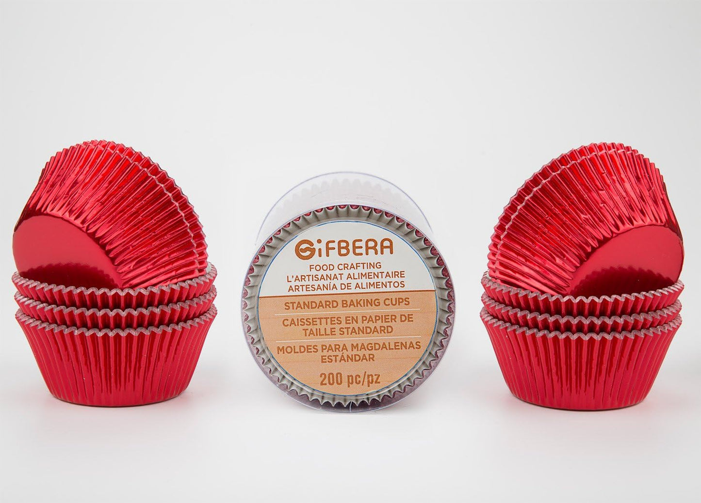 Gifbera Standard Red Foil Cupcake Liners Wrappers Baking Cups for Birthday Wedding Holiday Party, 200-Count (Red)