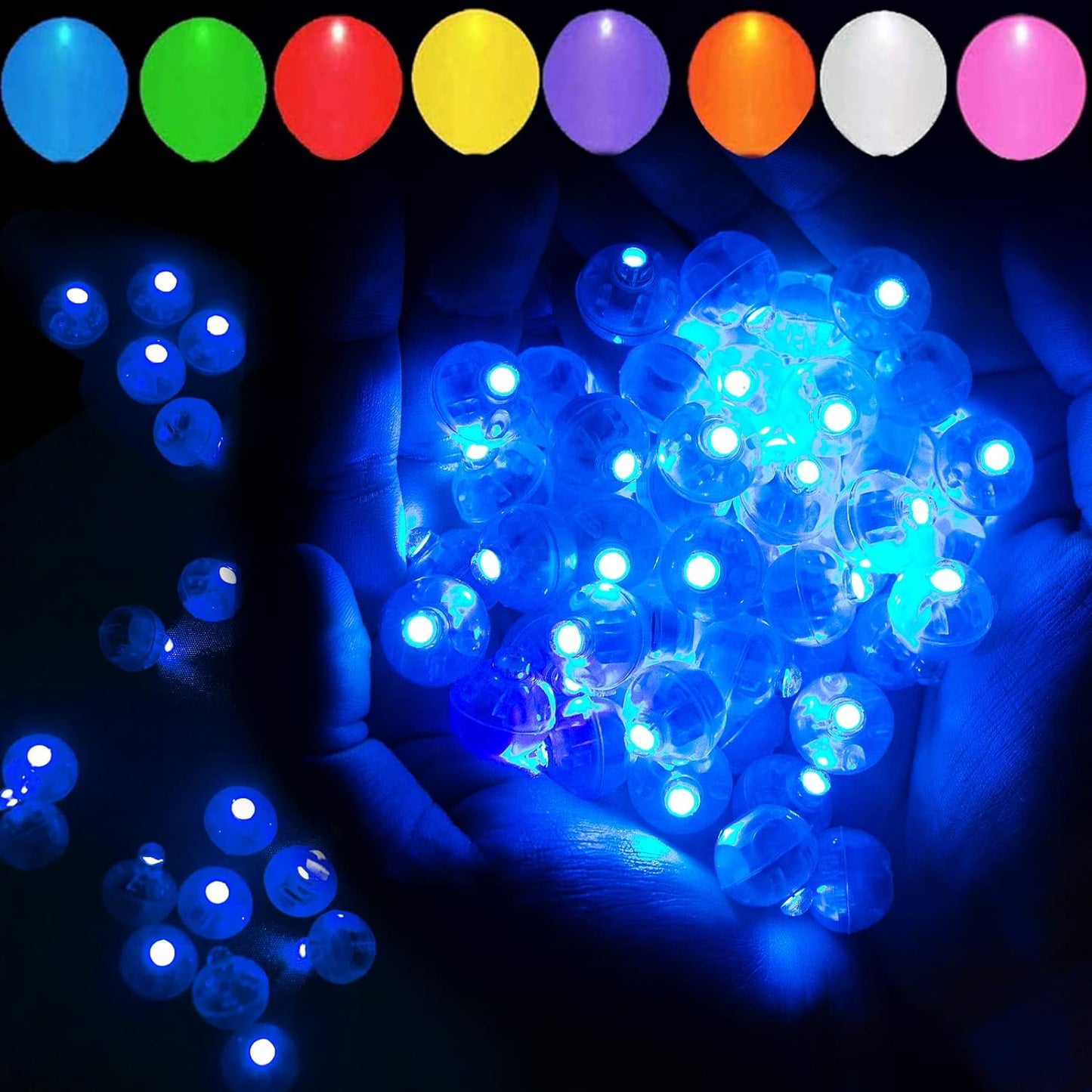 200pcs Blue LED Balloon Lights, LED Round Ball Lamp Tiny Lighting Decoration for Indoor Outdoor Party Event Fun Wedding Festival Birthday Halloween Christmas Party Supplies