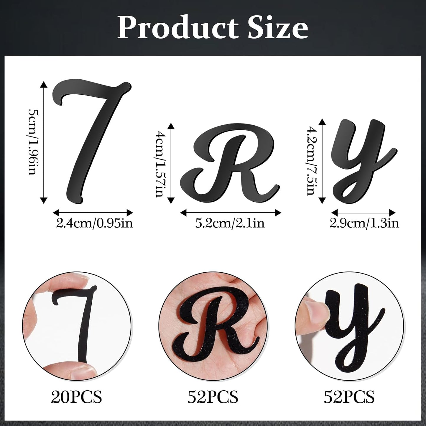 126 PCS Custom Name Cake Topper Acrylic Letters DIY Personalized A-Z & 0-9 Number Alphabet Cake Decoration For Wedding Anniversary Baby Shower Party Birthday Supplies (Black)