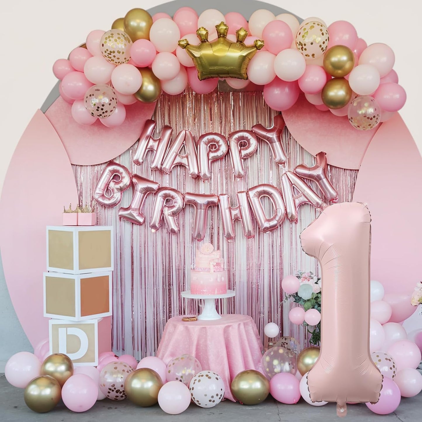 Pink 1 Balloons, 40 Inch Dusty Retro Light Pink Helium Foil Number 1 Balloon Girls, Self Inflating 1st Birthday Balloon One for Boho Anniversary Baby Shower Coquette First Birthday Party Decorations