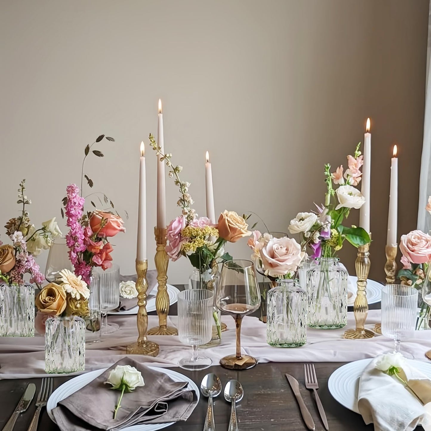 20 Pcs Prismatic Flower Bud Vases, Loose Transparent Flower Bud Vases, Small Vases, Decorative Vases, Family Wedding Table Decorations