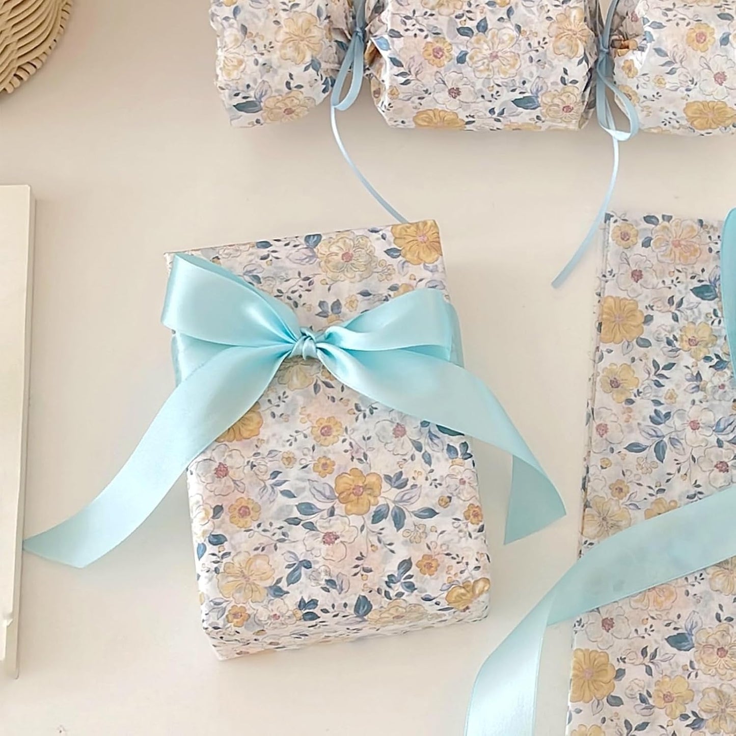 1" x 50 Yards Light Blue Satin Ribbon Single Faced Fabric Ribbons for Gift Wrapping, Crafting, Bows Making, Flower Bouquet, Wedding, Home Decor