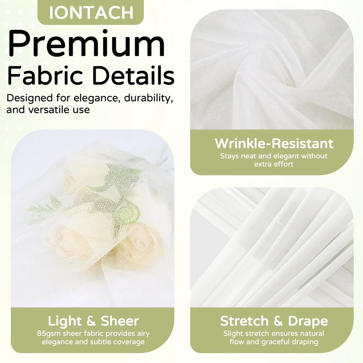 Wedding Arch Draping Fabric 29" x 19Ft Sheer Drapes for Backdrop Wedding Ceremony Reception Ceiling Decor Curtain Baby Bridal Shower Decoration (Ivory, 1 Panel)