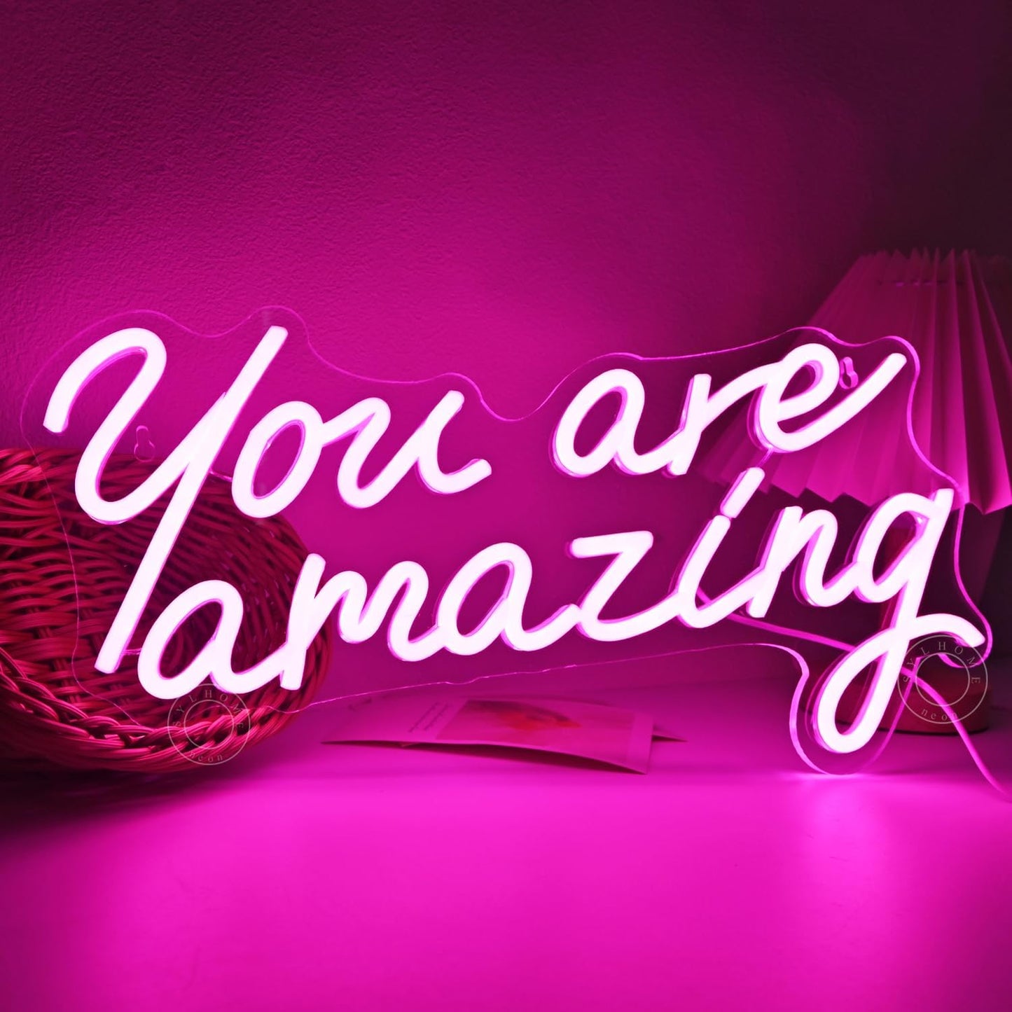 SYLHOME Pink You Are Amazing Led Neon Light Sign Girls Bedroom Kids Room Wall Decor Sign Wedding Birthday Christmas Graduation Party Sign Student Gifts USB 15.75" X 8.94"