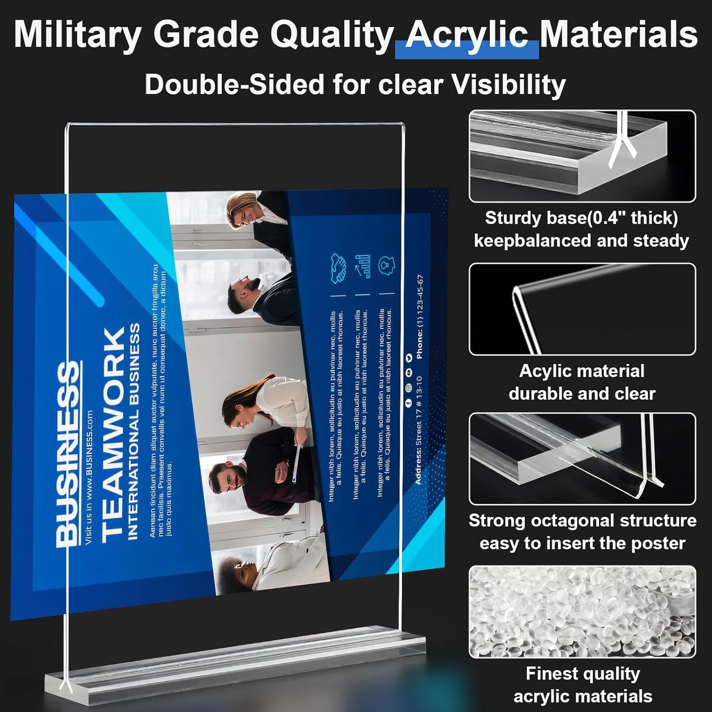 Acrylic Sign Holder 8.5 x 11,10 Pack Clear Sign Holder Double Sided Table Menu Vertical Desktop Display Stand Paper Flyer Holder Tabletop Sign Holder Suitable for Restaurants, Office, Store, Hotels