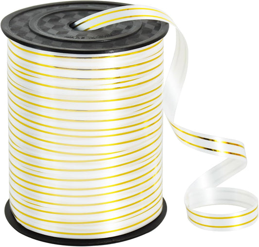 TONIFUL Curling Ribbon-White Gold Balloon Curling Ribbons-250 Yards Balloon String for DIY Decor,Gift Wrapping,Ribbons and Bows for Christmas New Year Birthday Gifts Graduation Supplies