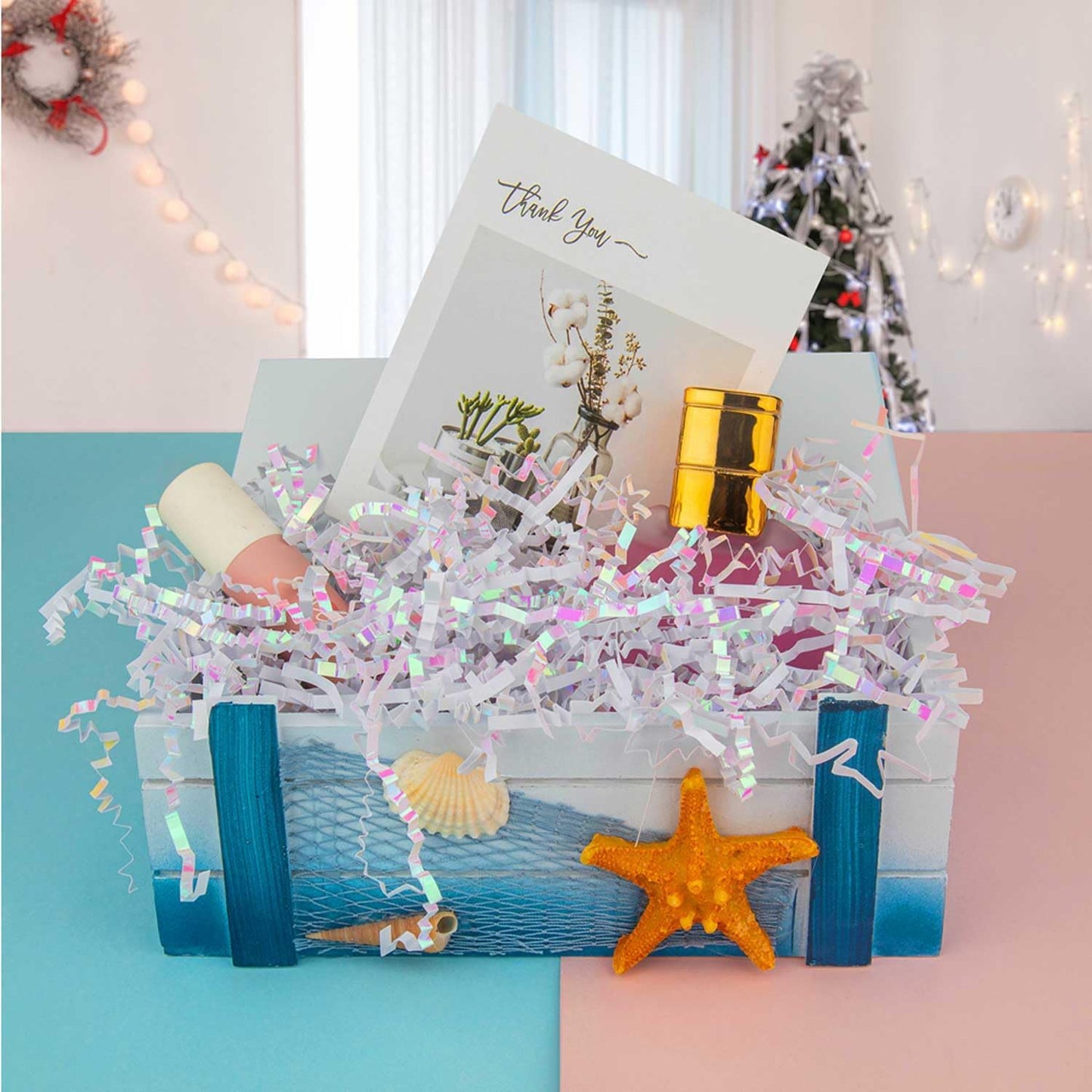 8.5oz Crinkle Paper Filler, Gift Baskets Gift Boxes Crafts Shredded Cut Paper Packaging Decorative Stuffing & Cushioning Confetti for Easter Birthday Wedding Party Favor Diamond White